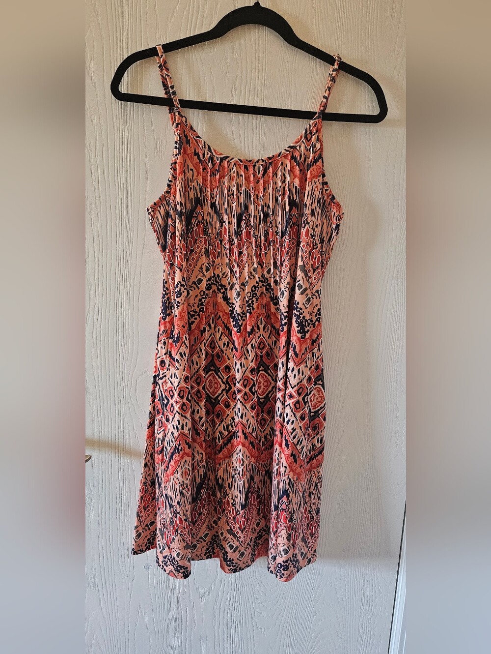 Coral and Navy Printed Summer Maxi Dress